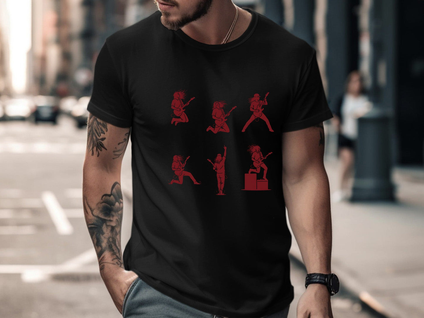 Guitar Performance Silhouettes Multi-Graphic T-Shirt