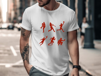 Baseball Player Action Silhouettes Graphic Tee