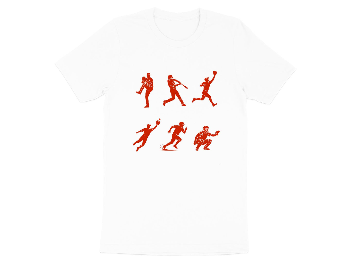Baseball Player Action Silhouettes Graphic Tee
