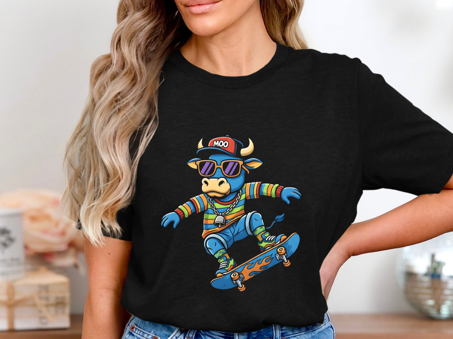 Skateboarding Blue Bull T-Shirt - Cool 90s Streetwear
