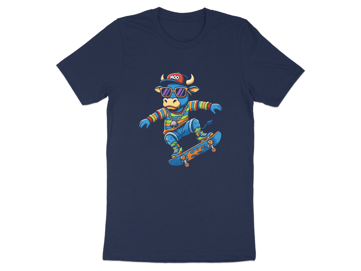 Skateboarding Blue Bull T-Shirt - Cool 90s Streetwear