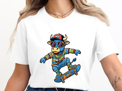 Skateboarding Blue Bull T-Shirt - Cool 90s Streetwear