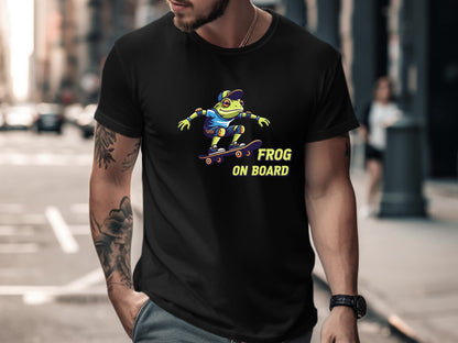 Frog On Board Skateboarding Cartoon T-Shirt