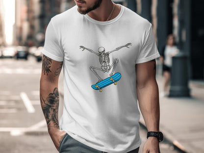 Skeleton Kickflip Minimalist Skateboard T-Shirt