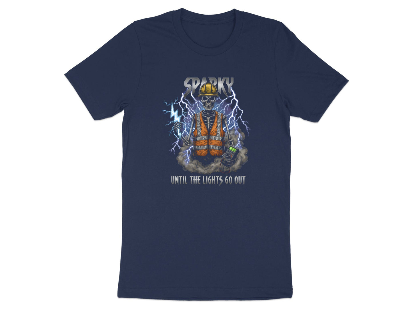 Sparky Skeleton Lightning T-Shirt - Edgy Electrician Graphic Tee