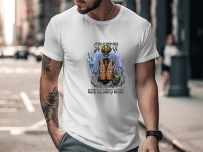 Sparky Skeleton Lightning T-Shirt - Edgy Electrician Graphic Tee