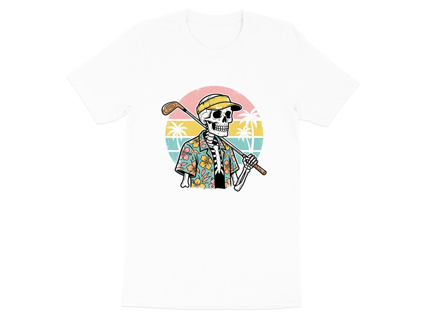 Island Vibes Golfing Skeleton Retro T-Shirt