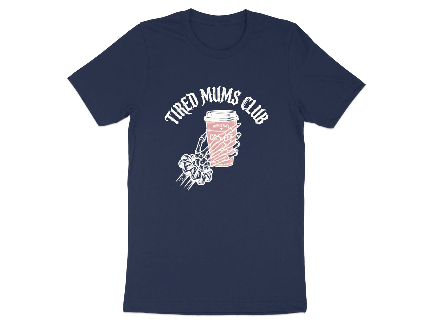 Tired Mums Club Skeleton Hand Coffee Tee - Edgy Grunge Shirt