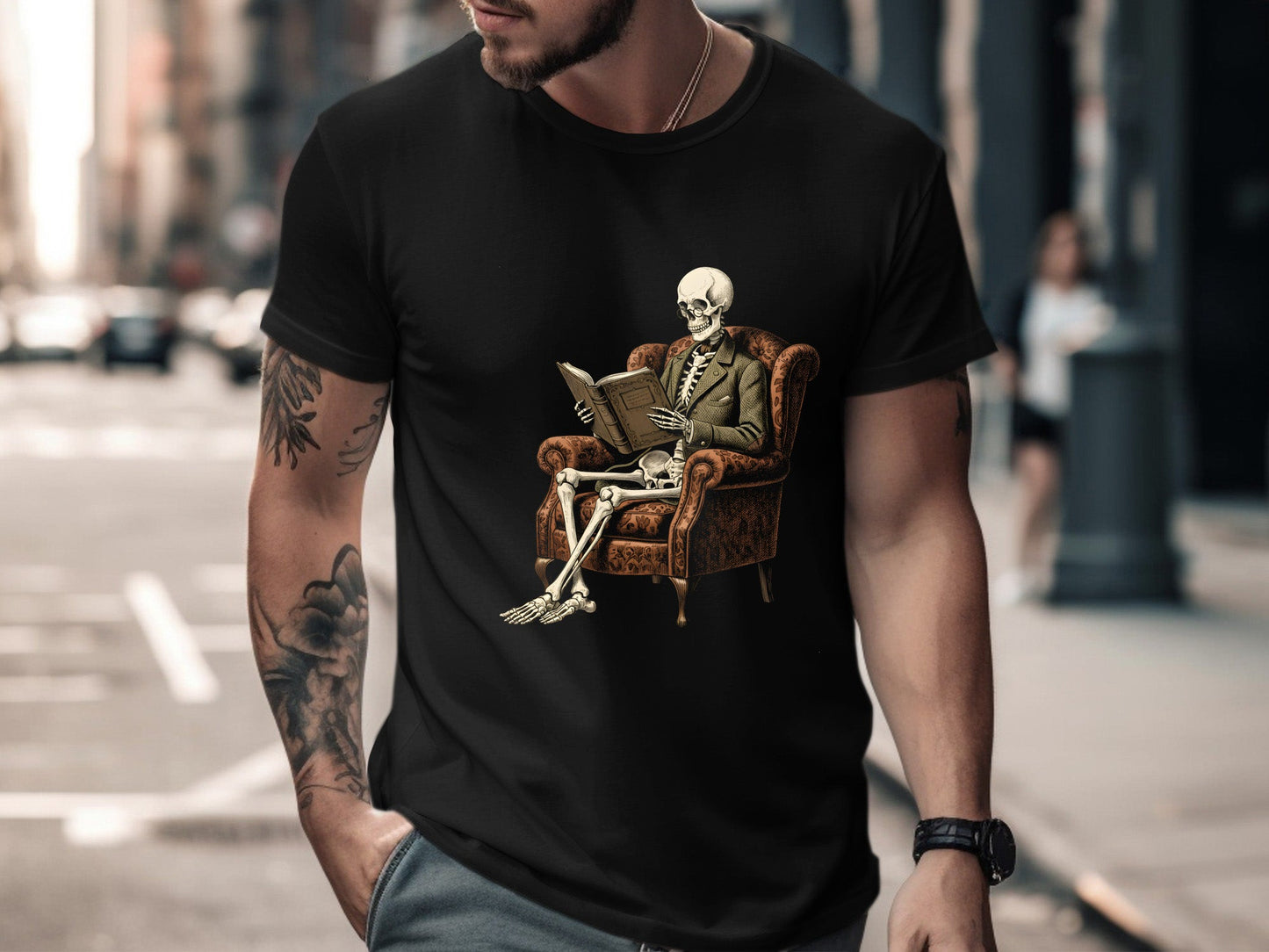 Waiting To Finish Skeleton Reading Tee