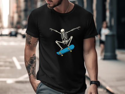 Skeleton Kickflip Minimalist Skateboard T-Shirt