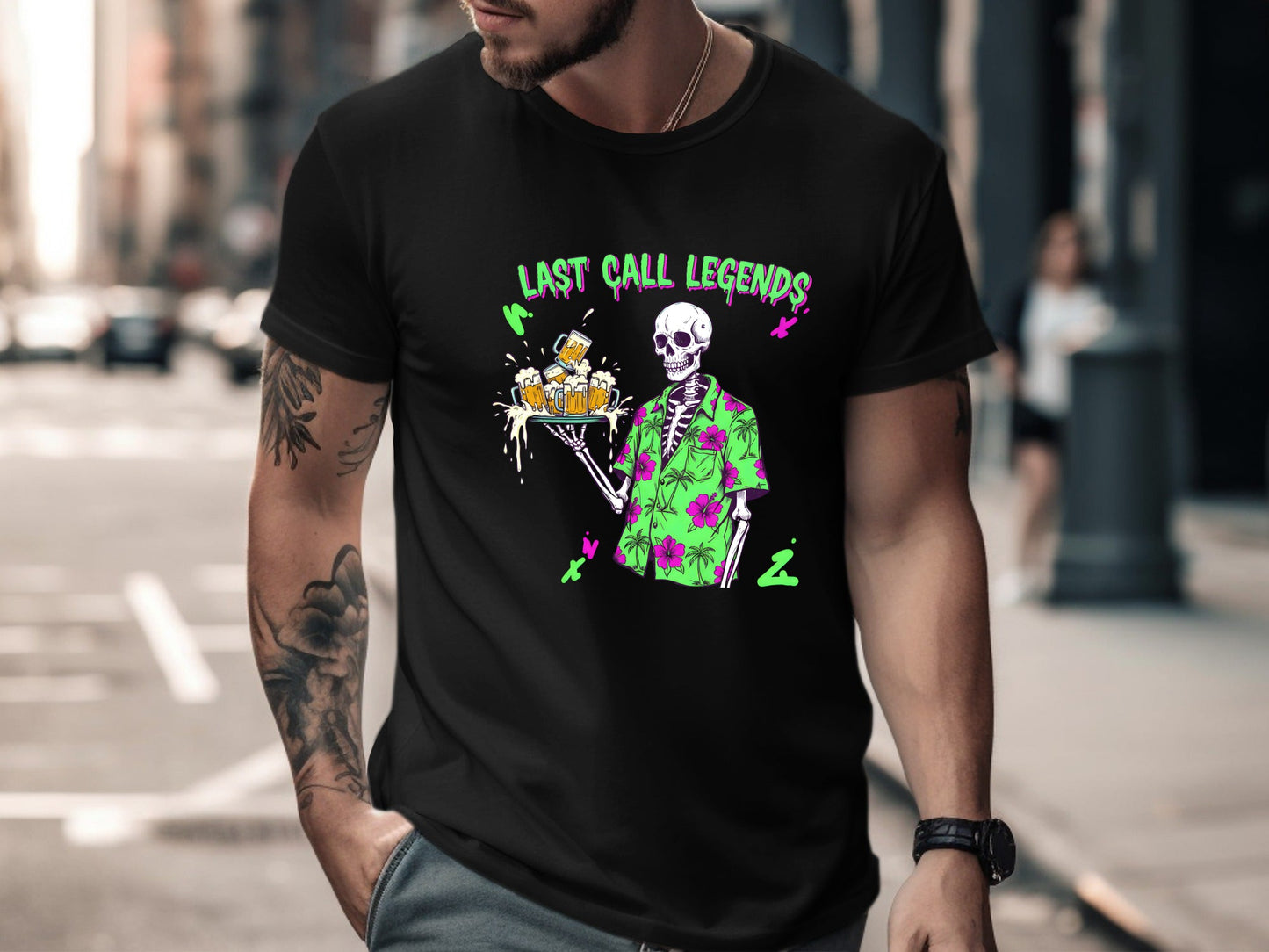 Last Call Legends Skeleton Bartender T-Shirt