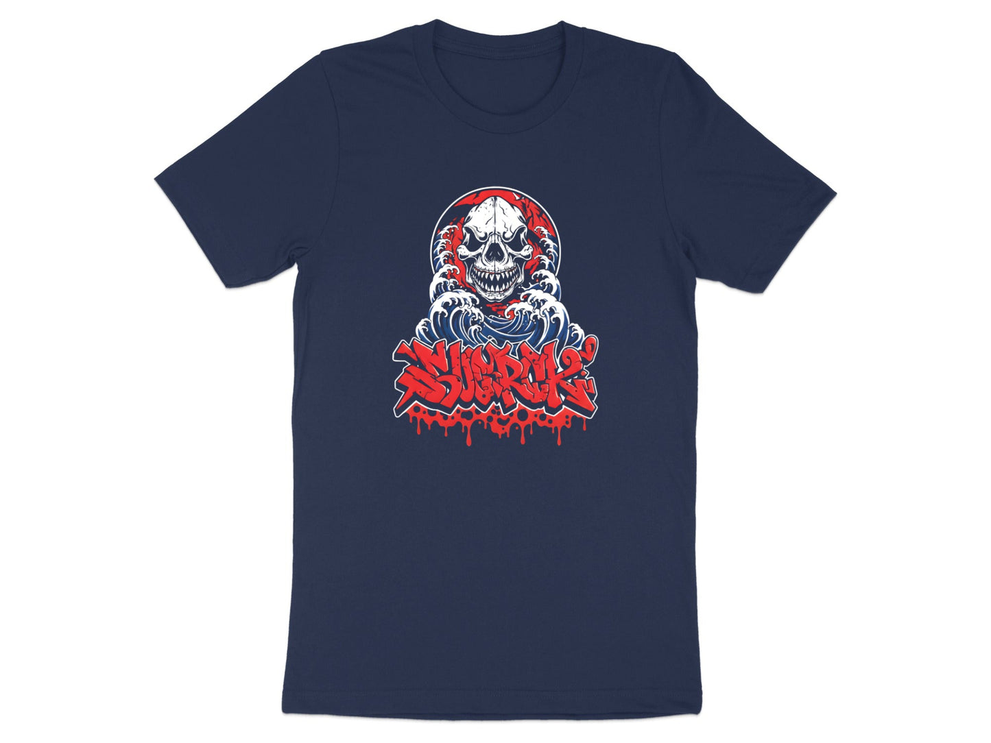 Submerge Skull and Japanese Wave Graffiti Tee
