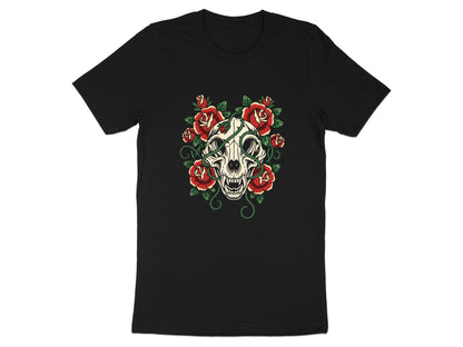 Cat Skull & Crimson Roses T-Shirt