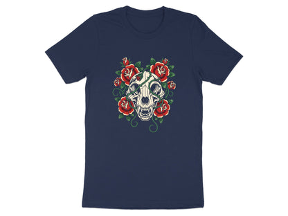 Cat Skull & Crimson Roses T-Shirt