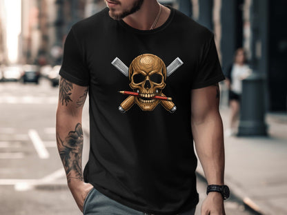 Carpenter Skull & Crossed Chisels T-Shirt - Edgy Tradie Tee