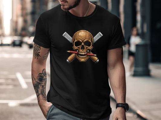 Carpenter Skull & Crossed Chisels T-Shirt - Edgy Tradie Tee