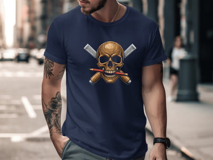 Carpenter Skull & Crossed Chisels T-Shirt - Edgy Tradie Tee