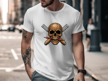 Carpenter Skull & Crossed Chisels T-Shirt - Edgy Tradie Tee