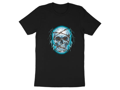 Barbed Wire Skull Lightning Graphic T-Shirt