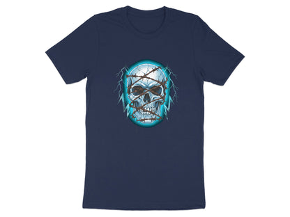 Barbed Wire Skull Lightning Graphic T-Shirt