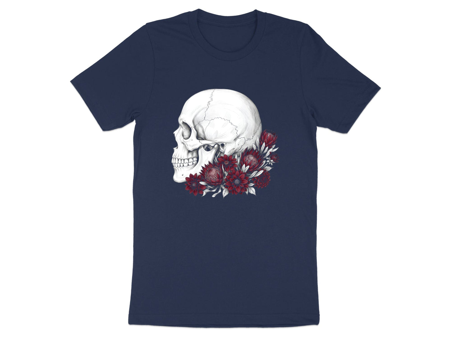 Floral Skull Profile Graphic T-Shirt