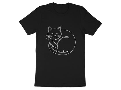 Minimalist Sleeping Cat Line Art T-Shirt