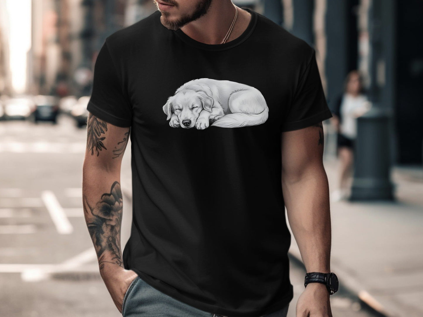 Serene Sleeping Dog Fine Art Pencil Sketch Tee