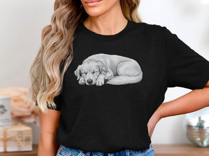 Serene Sleeping Dog Fine Art Pencil Sketch Tee