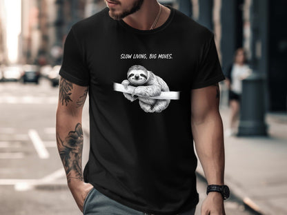 Slow Living Sloth Sketch Men's Graphic Tee