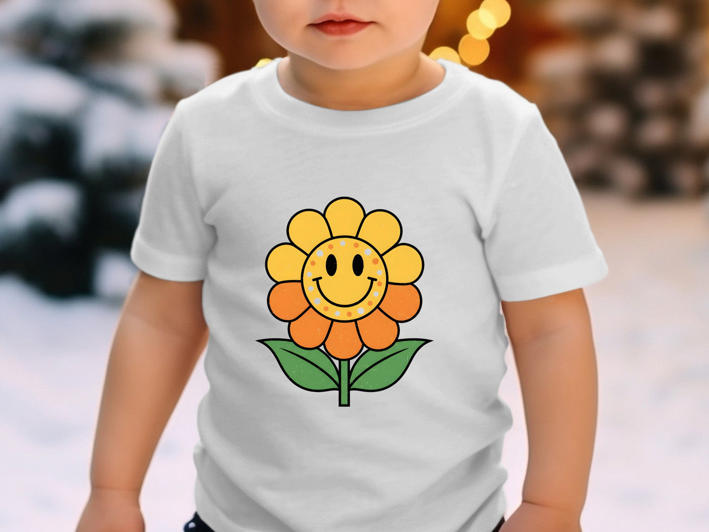 Retro Smiley Sunflower Graphic T-Shirt