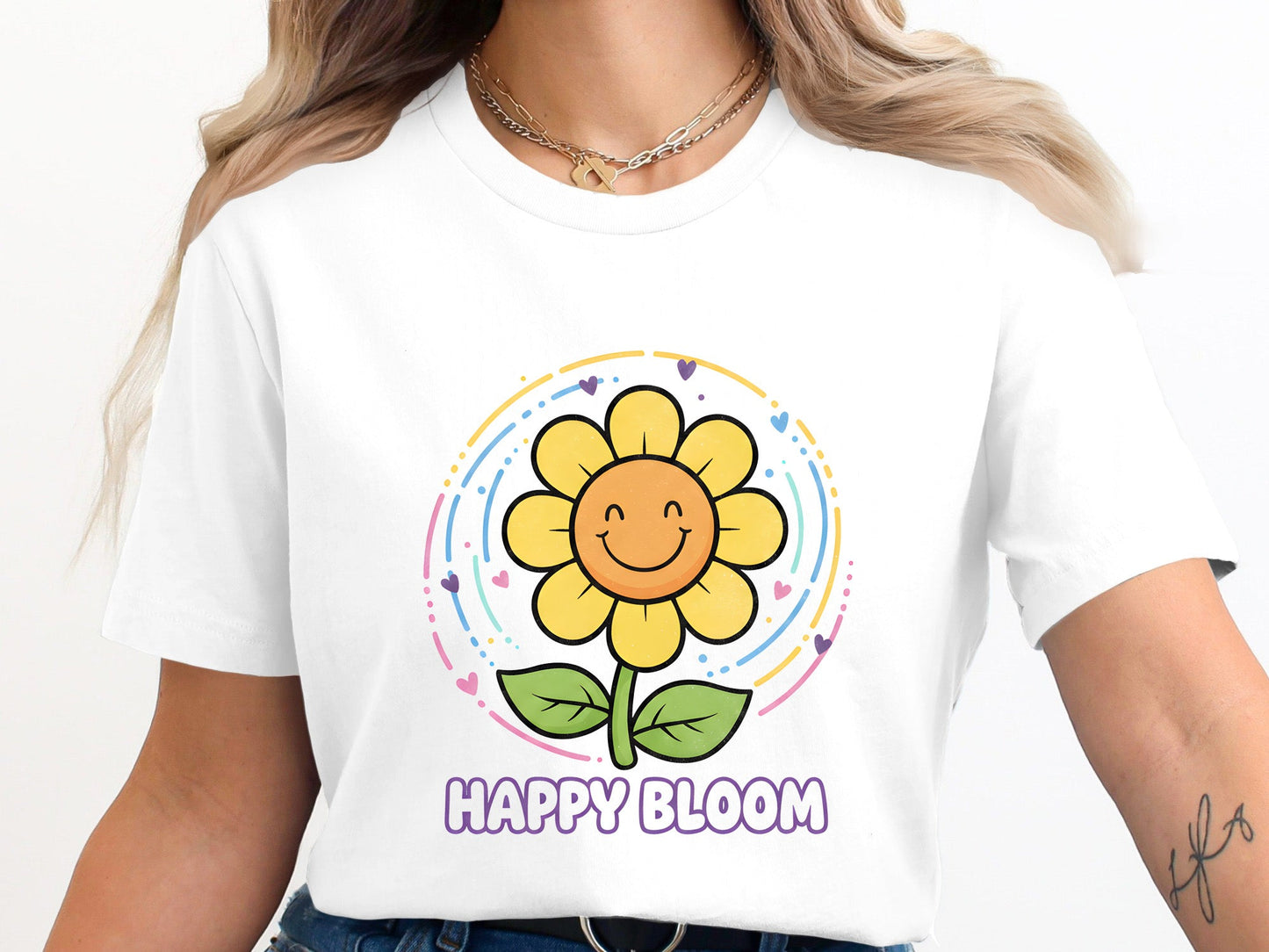 Happy Bloom Smiley Sunflower Retro T-Shirt