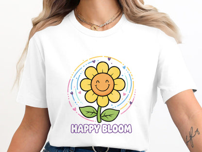 Happy Bloom Smiley Sunflower Retro T-Shirt