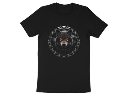 Snarling Wolf Fiery Eyes T-Shirt - Dark Gothic Metal Graphic