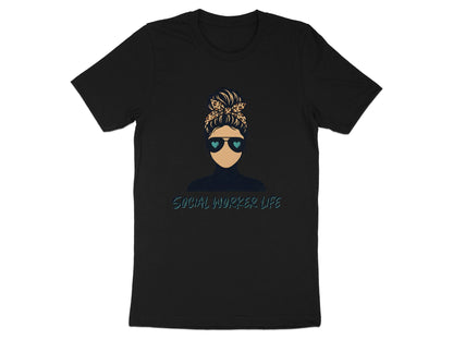 Social Worker Life T-Shirt - Messy Bun & Aviators Design