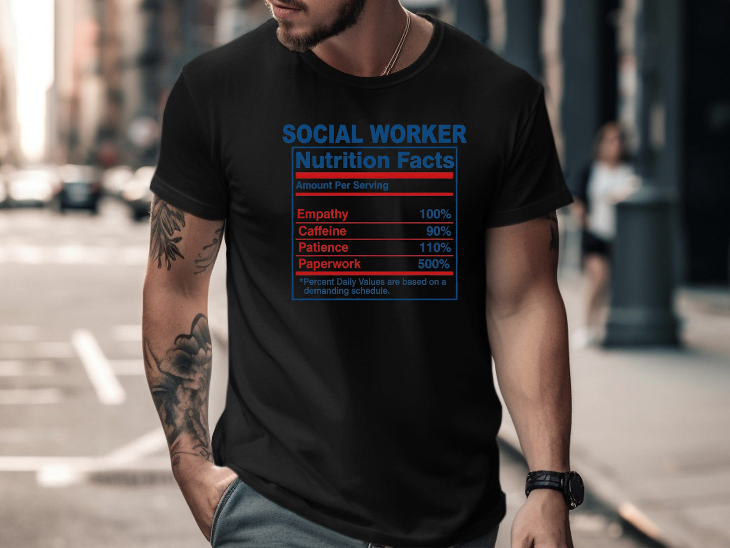 Social Worker Nutrition Facts T-Shirt - Funny Label Tee