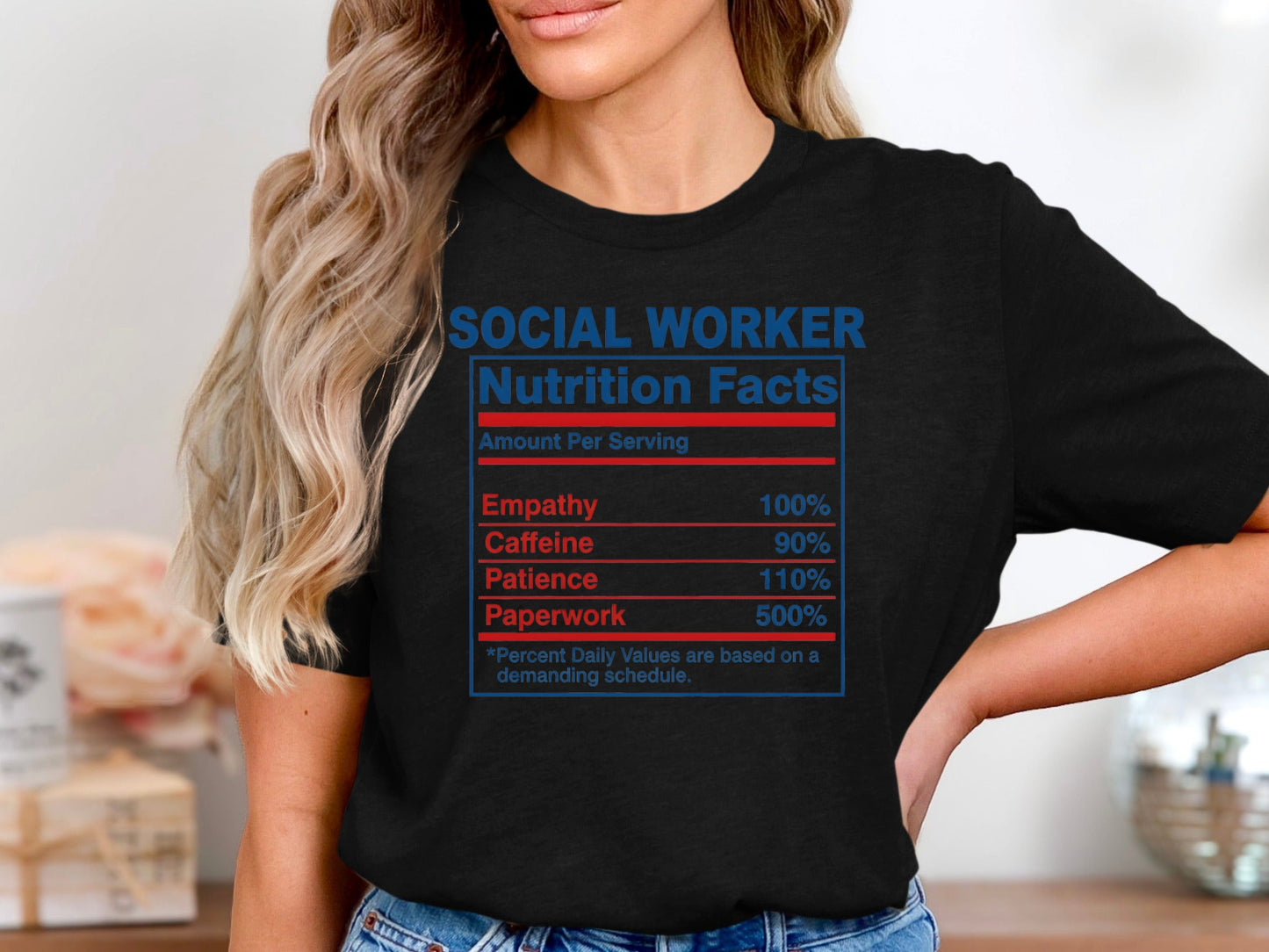 Social Worker Nutrition Facts T-Shirt - Funny Label Tee