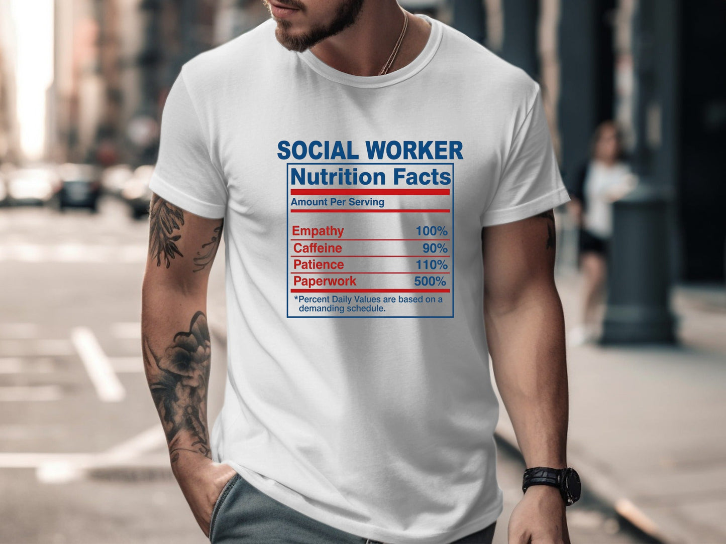 Social Worker Nutrition Facts T-Shirt - Funny Label Tee