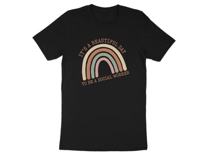 Beautiful Day Social Worker Rainbow T-Shirt - Earth Tones