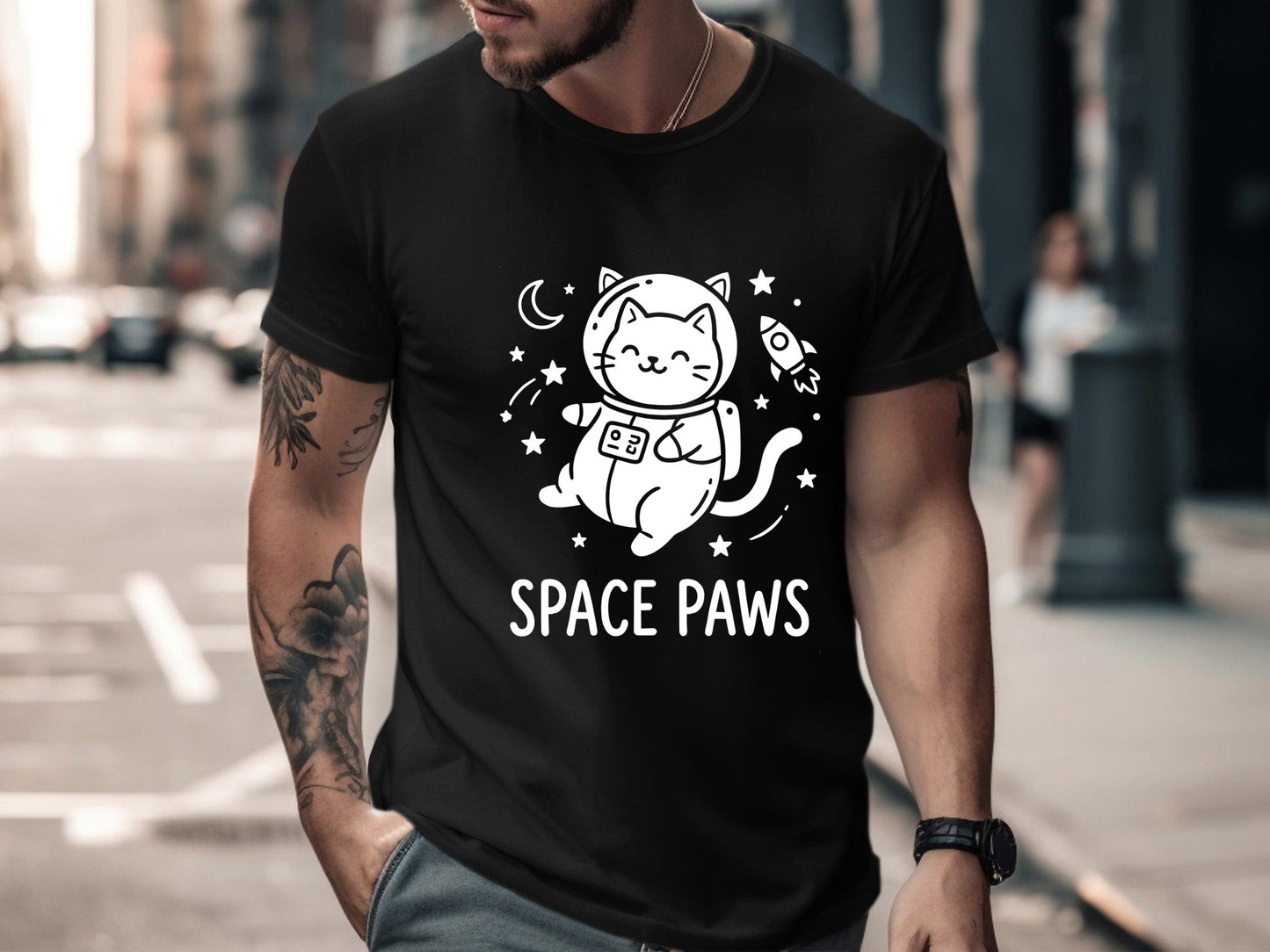 Space Paws Cute Astronaut Cat T-Shirt