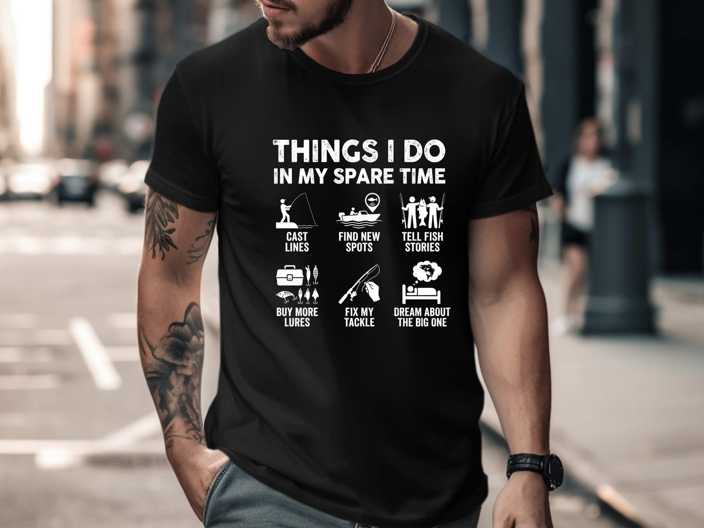 Things I Do In My Spare Time Fishing Infographic Tee