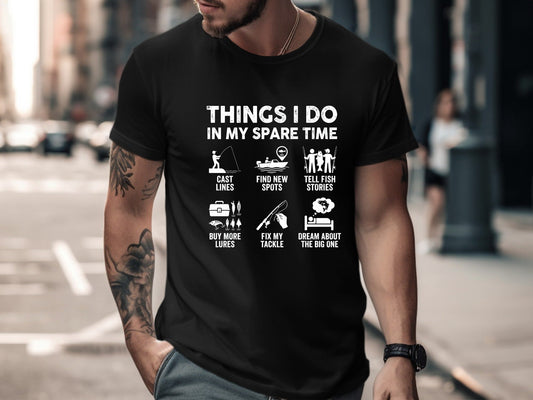Things I Do In My Spare Time Fishing Infographic Tee