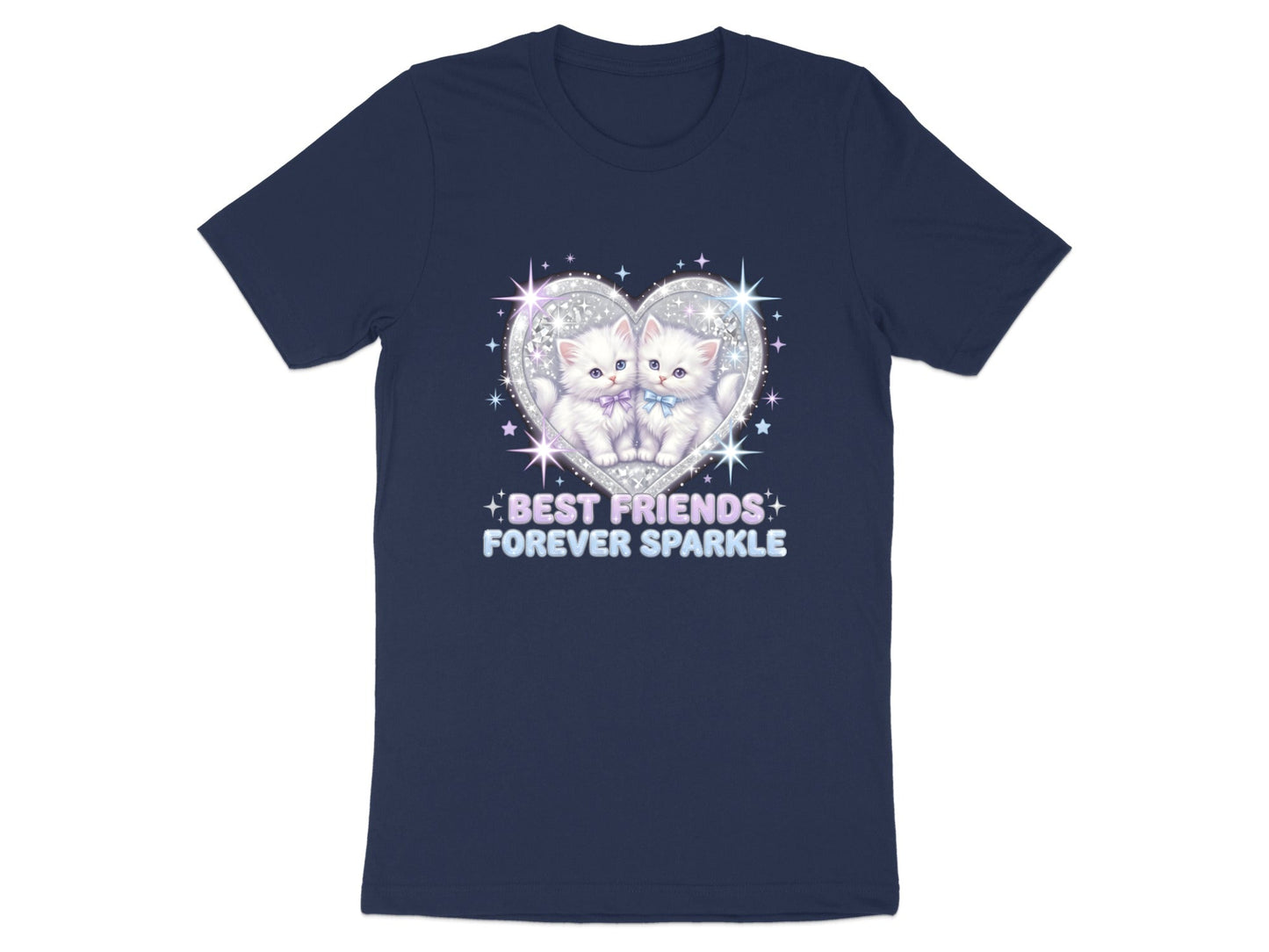 Sparkly Best Friends Cute Y2K Kitten Graphic Tee