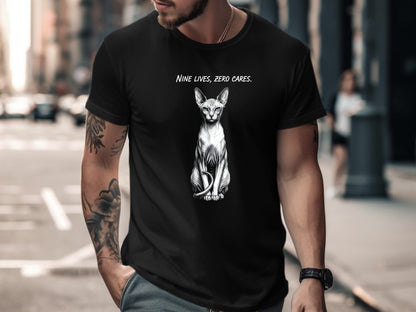 Nine Lives Zero Cares Sphynx Cat T-Shirt