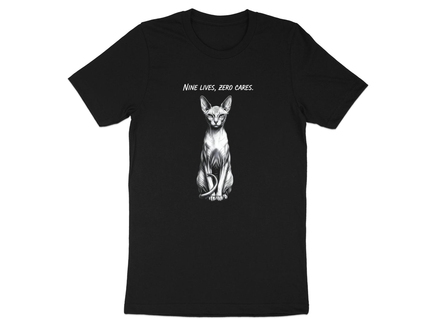 Nine Lives Zero Cares Sphynx Cat T-Shirt
