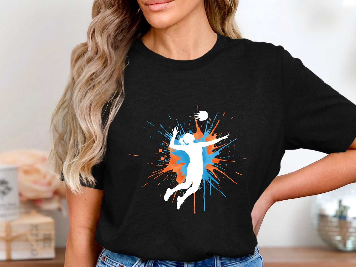 Abstract Volleyball Splatter Silhouette T-Shirt