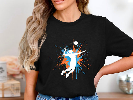 Abstract Volleyball Splatter Silhouette T-Shirt