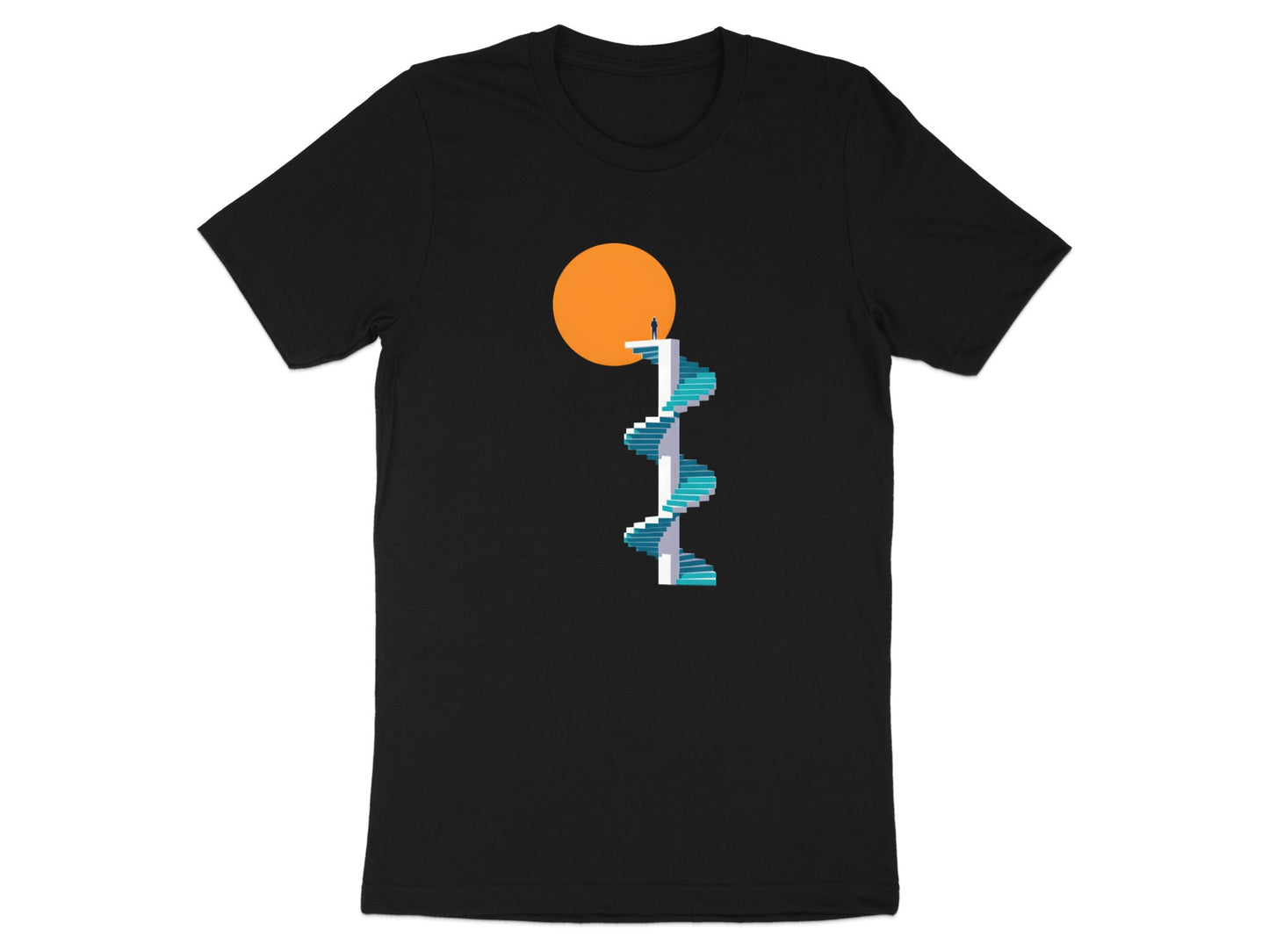 Spiral Staircase to Success Surreal Art T-Shirt - Minimalist Graphic Tee