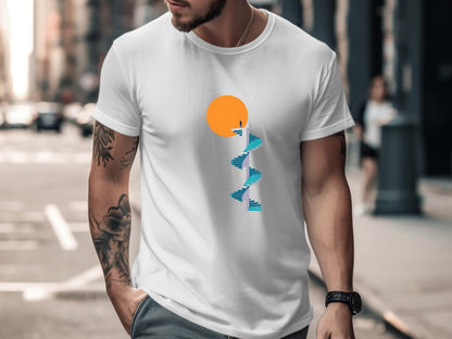 Spiral Staircase to Success Surreal Art T-Shirt - Minimalist Graphic Tee