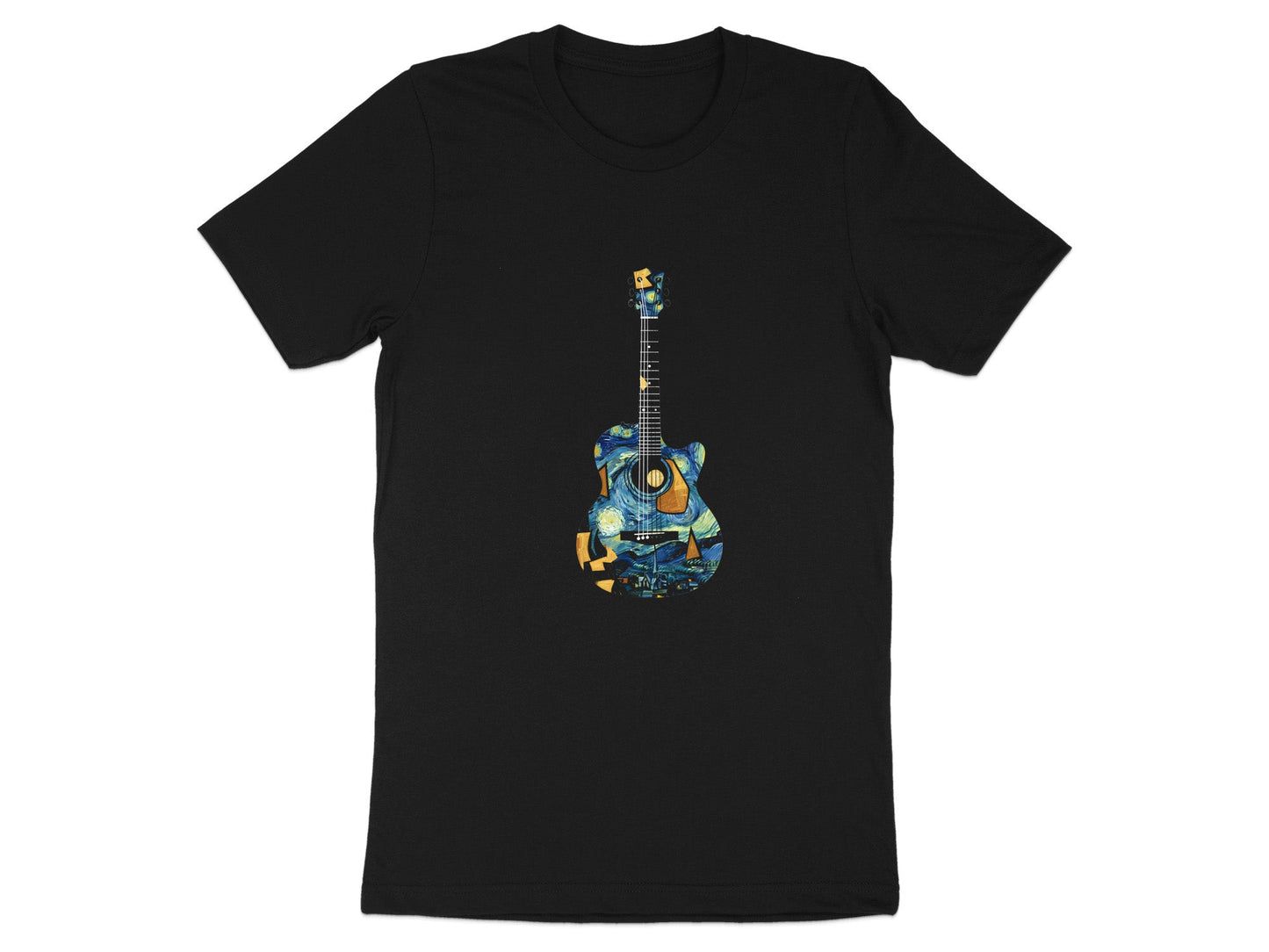 Starry Night Acoustic Guitar Art T-Shirt