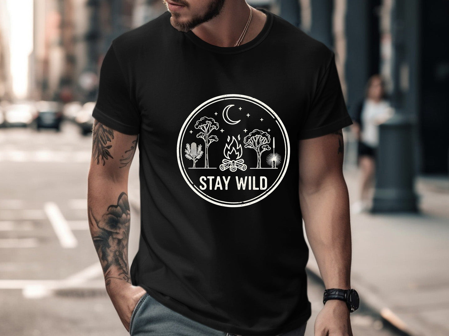 Stay Wild Native Australian Bush Campfire T-Shirt